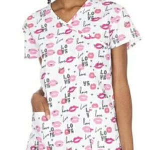 Kisses and love scrub top